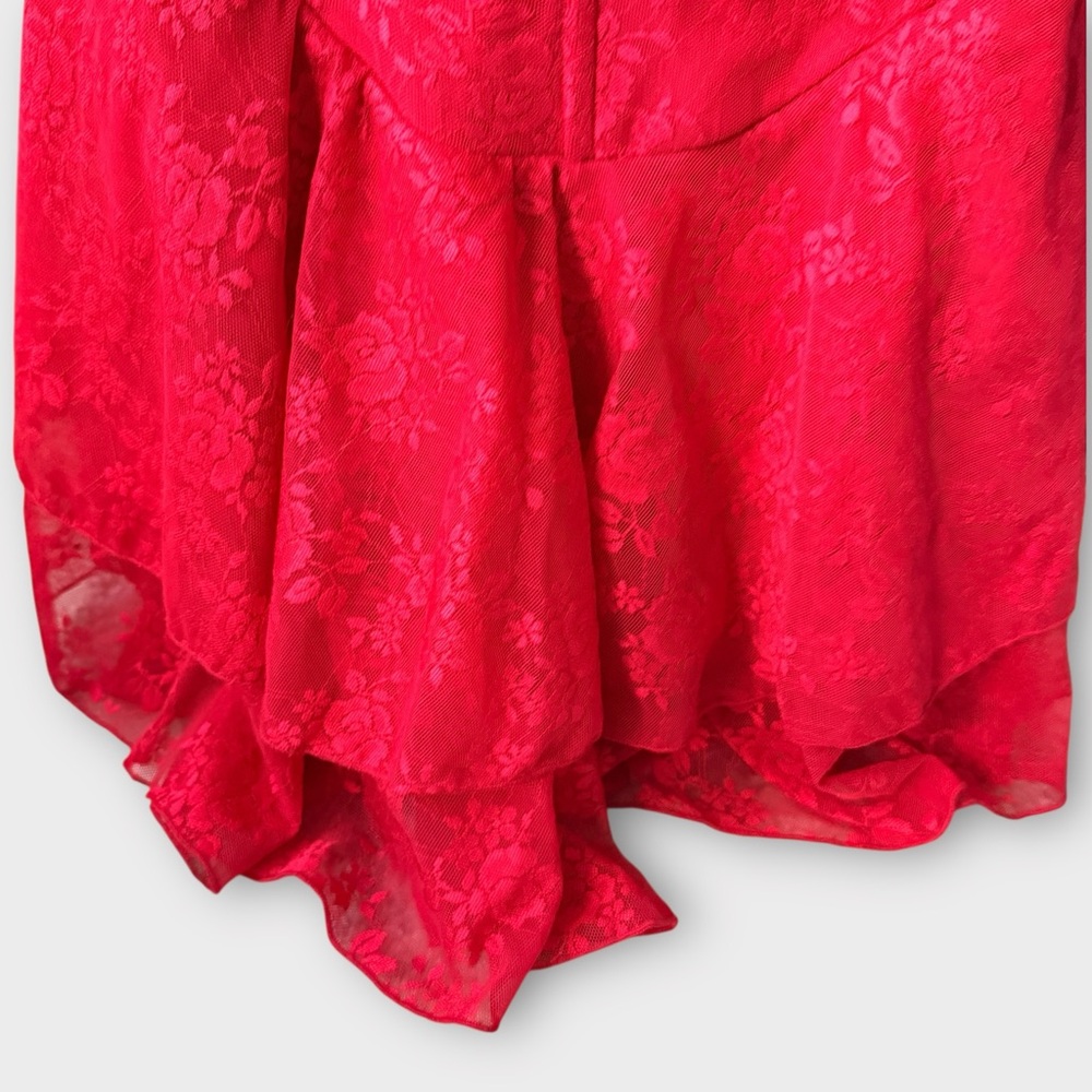 Red Lace Ruffle Mini Dress – Corset Backless Cami Dress (NWT, Size M) - Picture 8 of 12